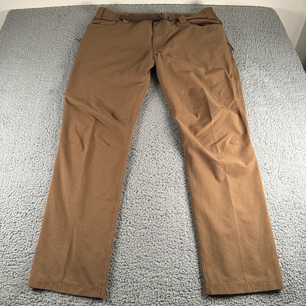 First Lite Trace Pants Mens 40x32 Brown Grid Cargo Pockets Vented Hunting